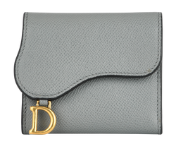 Christian Dior Saddle Lotus Wallet, Leather, Grey, 43MA0411, B/DB, 3*